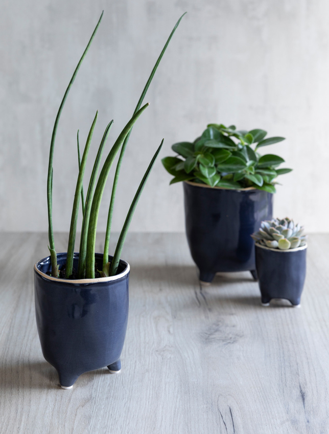 Postiano Baby Ceramic Plant Pot in Ink Blue 7.2cm - Image 3