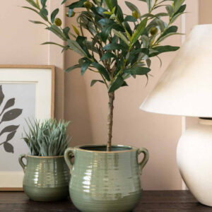 Mills Green Ceramic Plant Pot Medium